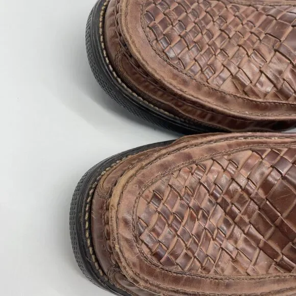 Florsheim Marshall Men's Size 10 D Brown Woven Leather Slip On Shoes Loafers - Picture 4 of 9